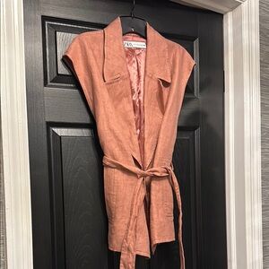 ZARA Rose Red Linen Sleeveless Vest